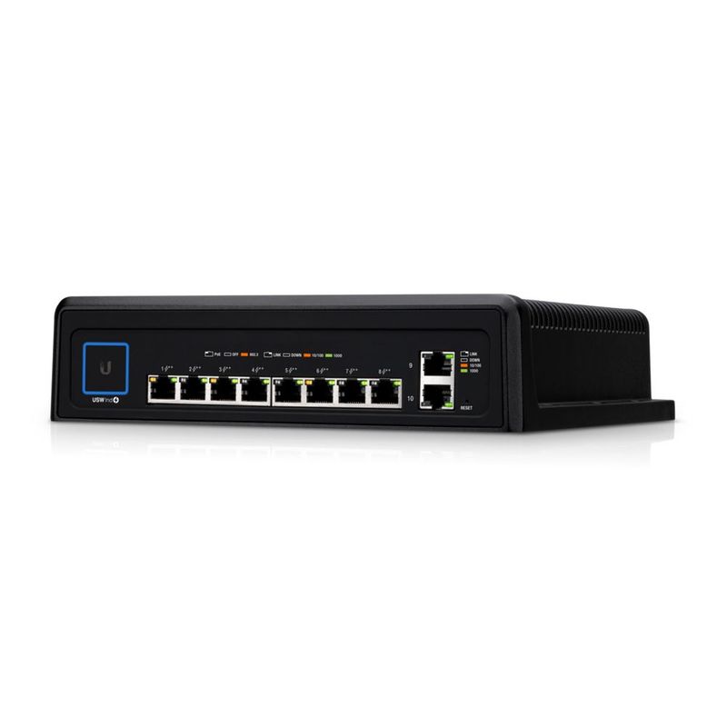 Switch Industrial Ubiquiti USW-INDUSTRIAL, 10 porturi Gb RJ45, 8x PoE++ 802.3bt, 2x RJ45 Gb, cu management
