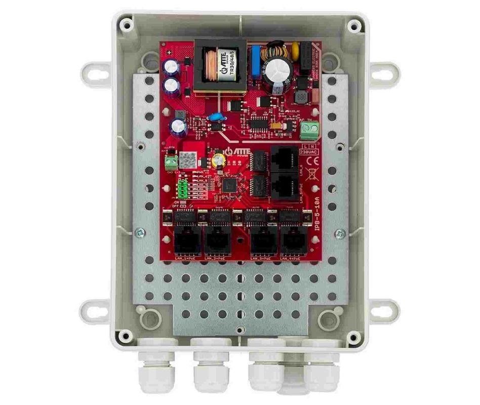 Switch PoE Atte Power IPB-5-10A-M2, 5 porturi PoE, 1 port uplink, 55VDC, 90W, IP56
