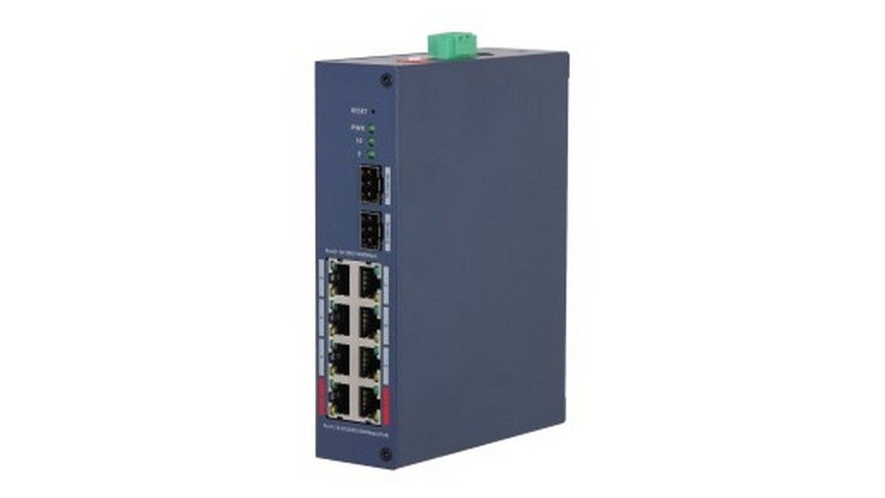 Switch PoE industrial pentru supraveghere Dahua CHS4210-8GT-110, 10 porturi Gigabit, 8xPoE, 2xSFP, cloud, 110W, Layer 2, IP30