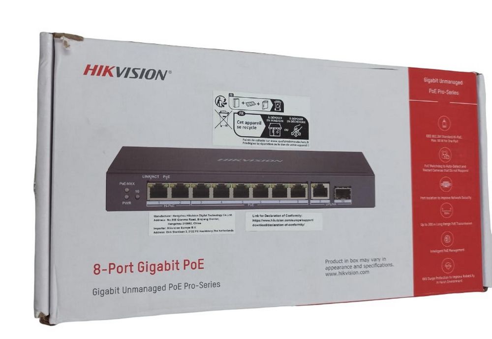 [RESIGILAT] Switch 10 porturi, Hikvision DS-3E0510HP-E-R1, 6x Poe Gb, 2x Hi-PoE Gb, 1x RJ45 Gb, 1x SFP, pana la 120W, Watchdog