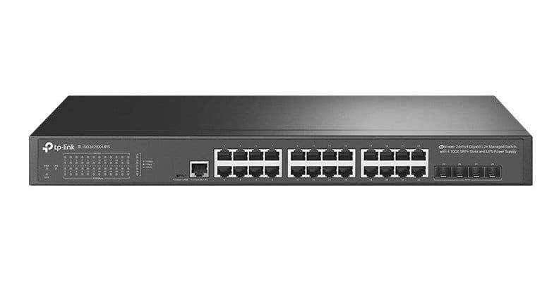 Switch cu management, 24 porturi Gigabit L2, 4 porturi SFP 10GE, alimentare pentru UPS, TP-LINK TL-SG3428X-UPS