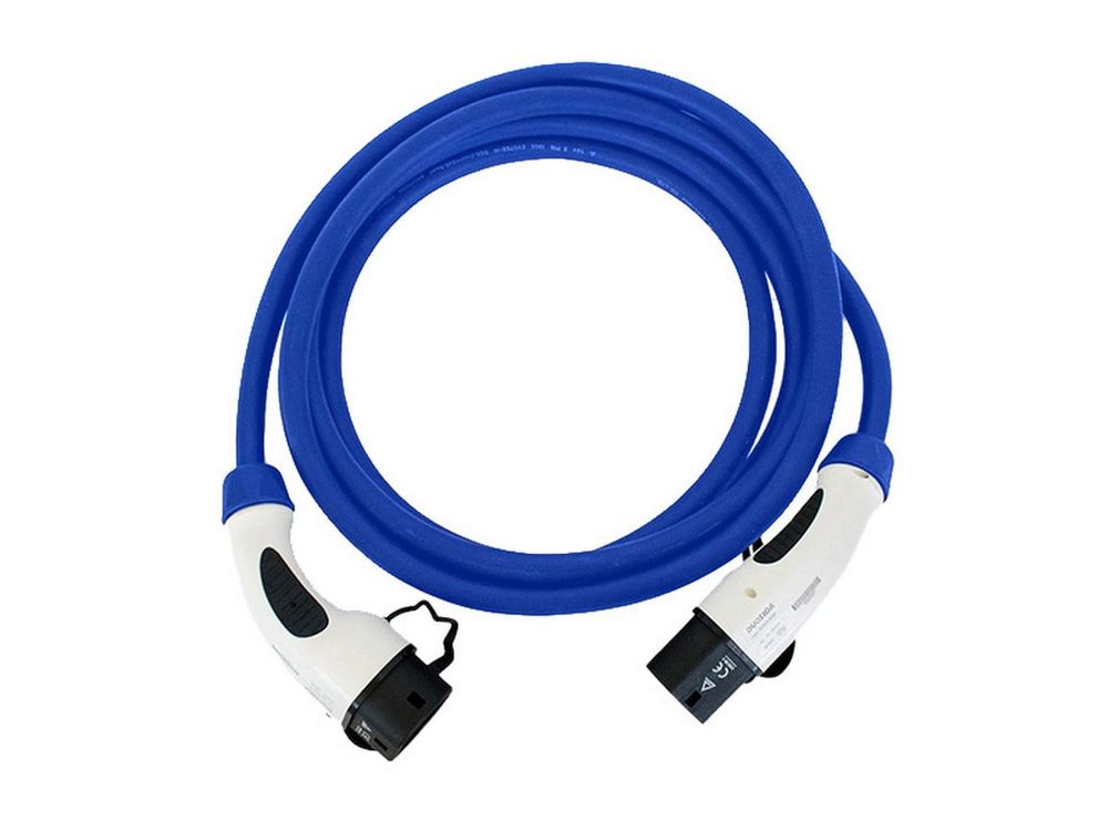 Cablu de incarcare pentru masini electrice, Type 2, trifazat, 22kW, 32A, 5 m, albastru, Ampevo, T22-3/32BL