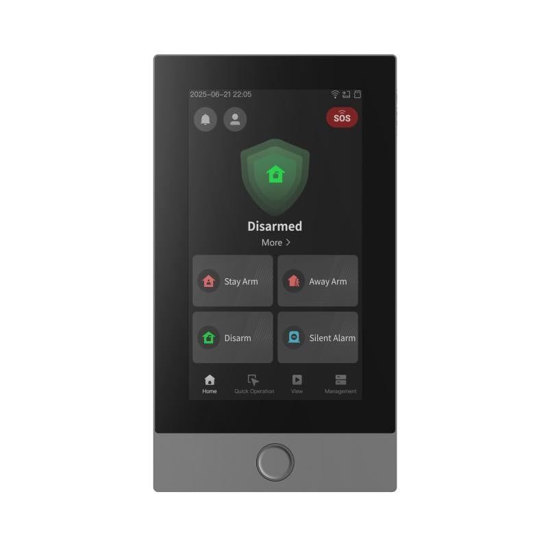 Tastatura cu ecran tactil pentru sisteme de alarma Hikvision DS-PK670W/Black, ecran LCD 7 inch, slot card SD, pentru interior, negru