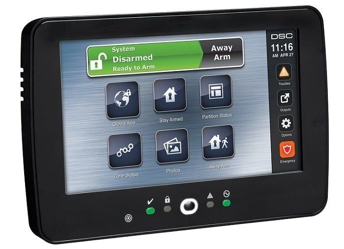 Tastatura touchscreen DSC pentru alarma, LCD color 7 inch, meniu interactiv, cititor proximitate, slot SD, 800x480 px, NEO-HS2TCHPBLK
