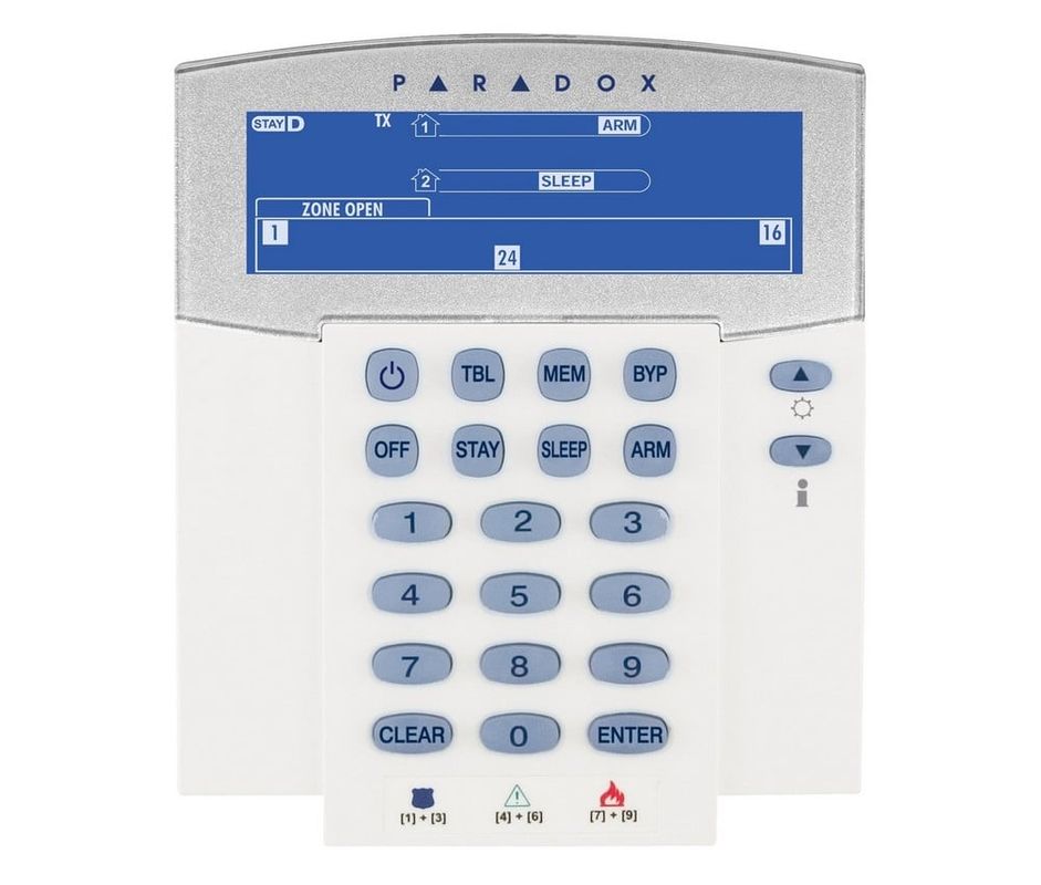 Tastatura wireless cu ecran LCD pentru sistem de alarma, 32 de zone, Paradox, K38