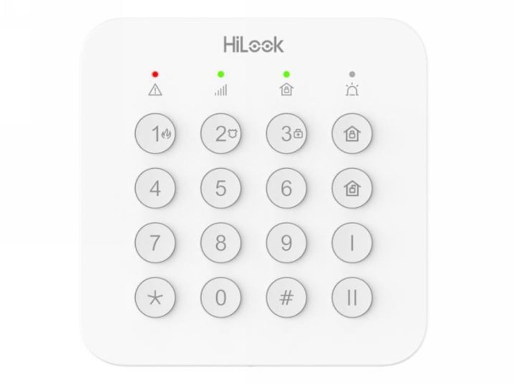 Tastatura pentru sisteme de alarma wireless HiLook, LED, butoane fizice, 868 MHz, ALARM-K201B-WE