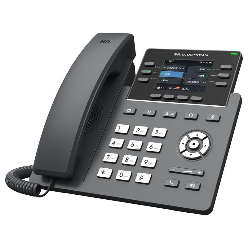Telefon IP profesional VoIP Grandstream, 6 linii, Gigabit, PoE, Wi-Fi 6, HD audio, LCD color 2.8 inch, GRP2613W