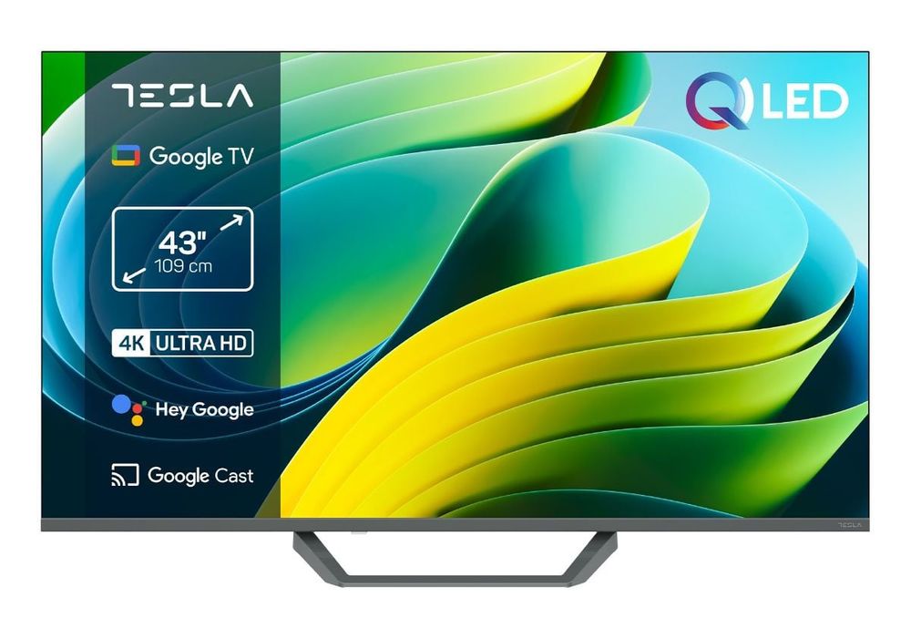 Televizor smart living Tesla Q43E655GUS, QLED, 4K UHD, 43 inch, Google TV, HDR10, Dolby Vision, Google Cast, Bluetooth, 3xHDMI, 2xUSB