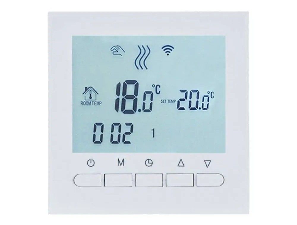 Termostat inteligent BeOk BOT313WIFI-WH, cu Wi-Fi, pentru centrala termica si incalzire in pardoseala, control din aplicatie