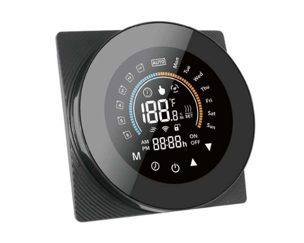 Termostat inteligent WiFi, color, compatibil cu aplicatia eWeLink, tip B (16A), Negru, SmartWise SMW-TER-BB-COL