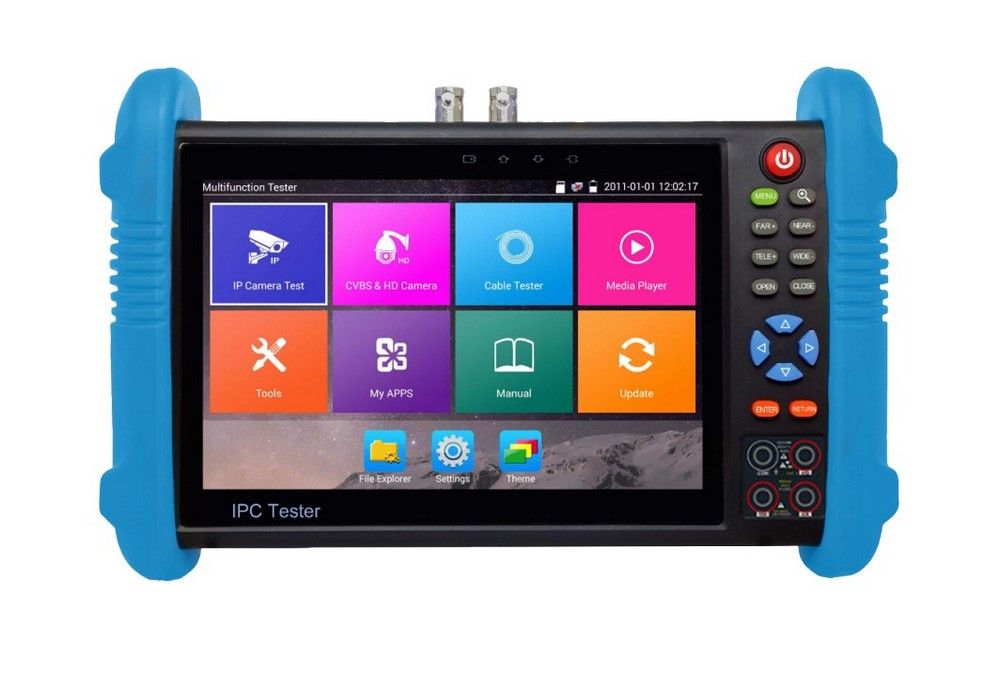 Tester CCTV, ecran 7", redare la 4K, pentru camere IP, HDTVI, HDCVI, AHD, cu Wi-Fi, PoE, microSD, port HDMI, baterie, T-9800MADH+