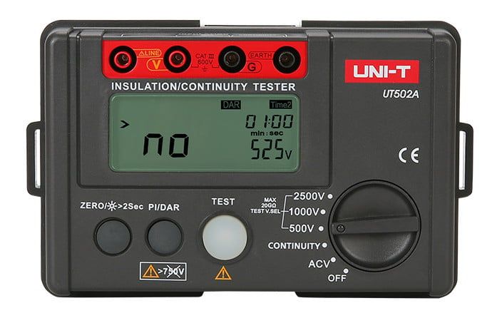 Tester pentru rezistenta de izolatie UNI-T UT502A, 30-6000VAC, accesorii incluse.