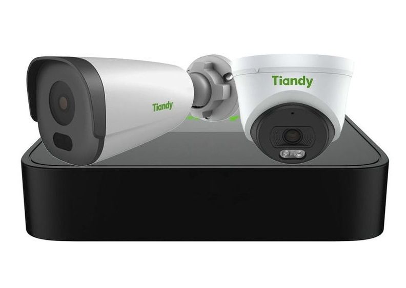 Kit sistem de supraveghere IP Tiandy, 2 camere 2MP, IR 50m, NVR 4 canale, 4xPoE, TIANDY2XFHD