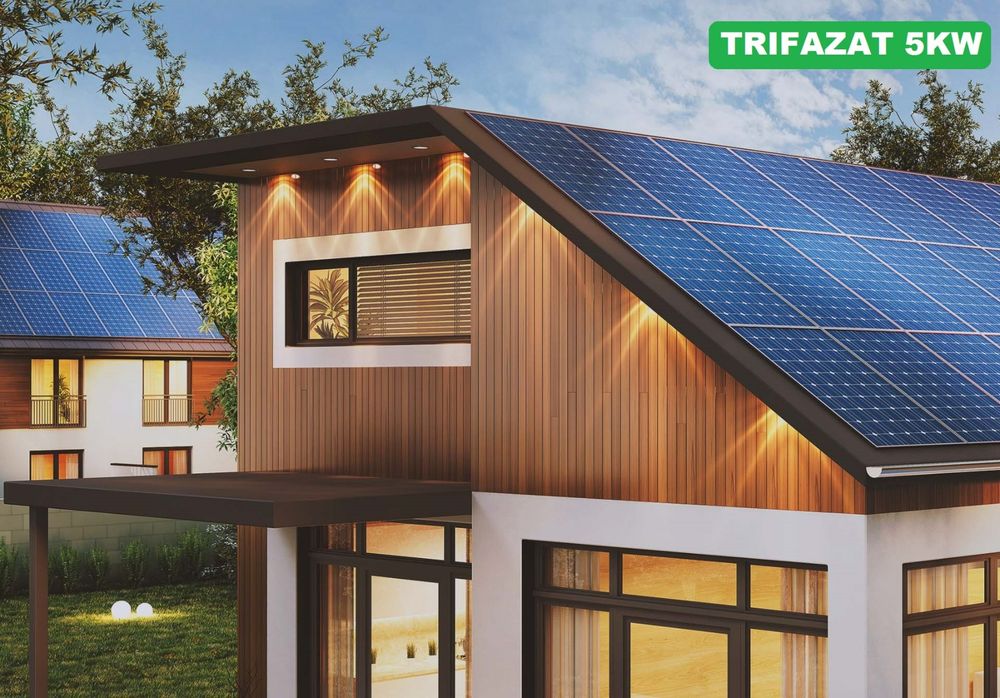 Pachet complet 5kW ON GRID cu invertor trifazat Growatt On-Grid, 12x Longi 450W, Montare pe tigla metalica