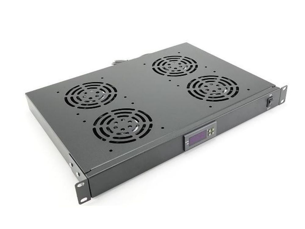 Cooler pentru rack, 4 ventilatoare, termostat, 1U, 19 inch, display LCD, IP23, Braun Group TS-CRK4VTERMO