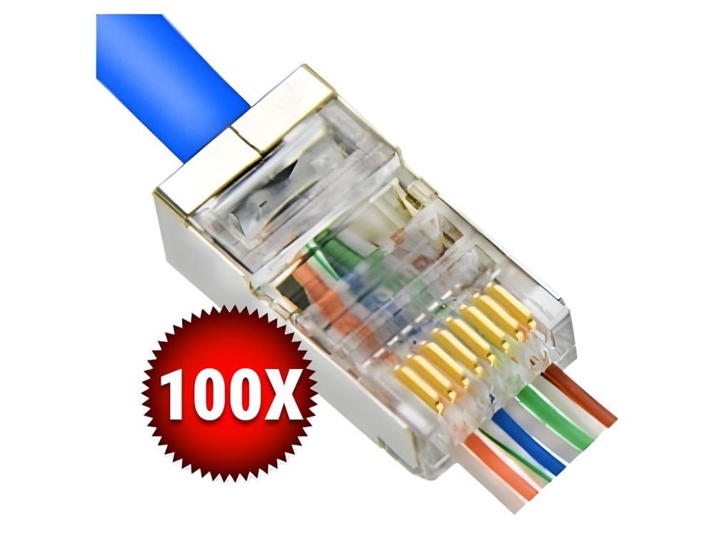 Set 100 mufe ecranate RJ45 FTP CAT5E, pass through, orificii de 1mm, Braun Group TS-RJ45M5-EZx100