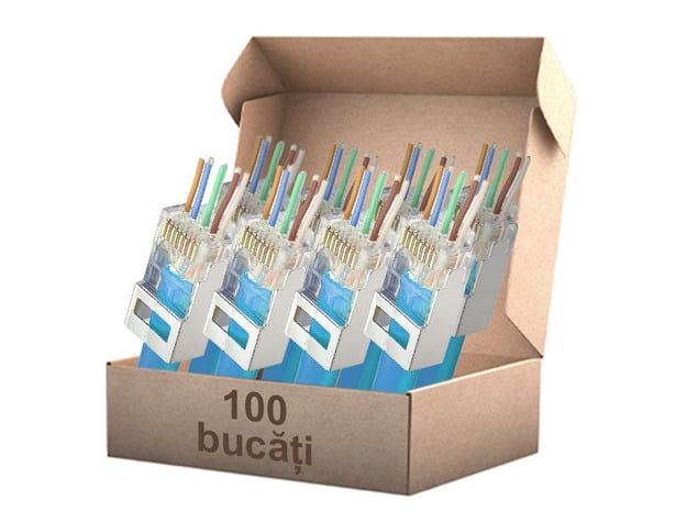 Set 100 mufe ecranate RJ45 CAT6A, orificii de 1.3mm, Braun Group TS-RJ45M6A-EZX100