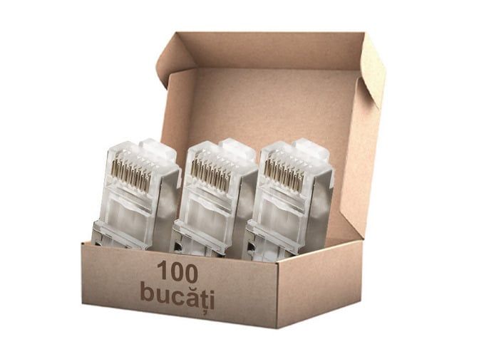 Set 100 Mufe RJ45 pentru cablu UTP, 8 pini, Safer TS-RJ45M7X100