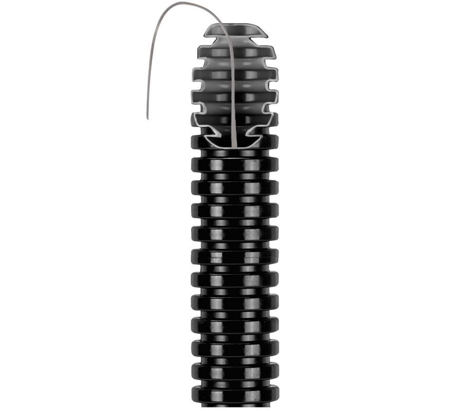 Tub Copex Riflat 16 mm, Cu fir de tragere, Rola 100m, Flexibil, Pliabil, Negru, gama FK15, PVC, Gewiss DX15116R