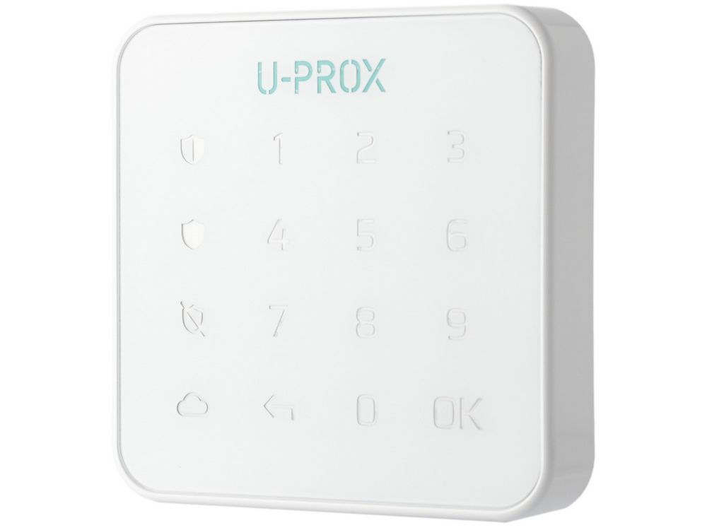 Tastatura wireless U-Prox Keypad G1, ecran tactil, 868MHz, comunicare bidirectionala securizata, EN 50131-1, 2 baterii AAA incluse, alb