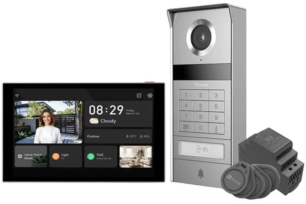 Videointerfon smart EZVIZ TP 9 Pro 4K , 2mm, IR, detectie persoane, audio bidirectional, NFC RFID QR, microSD + cloud, 24VDC, interior + exterior, CS-TP9 (4K NFC)