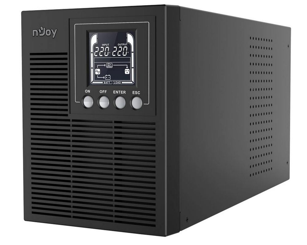 UPS 1000 VA / 800 W cu 3 prize Schuko Njoy UPOL-OL100EP-CG01B, sinusoidala pura, dubla conversie, 96% eficienta 
