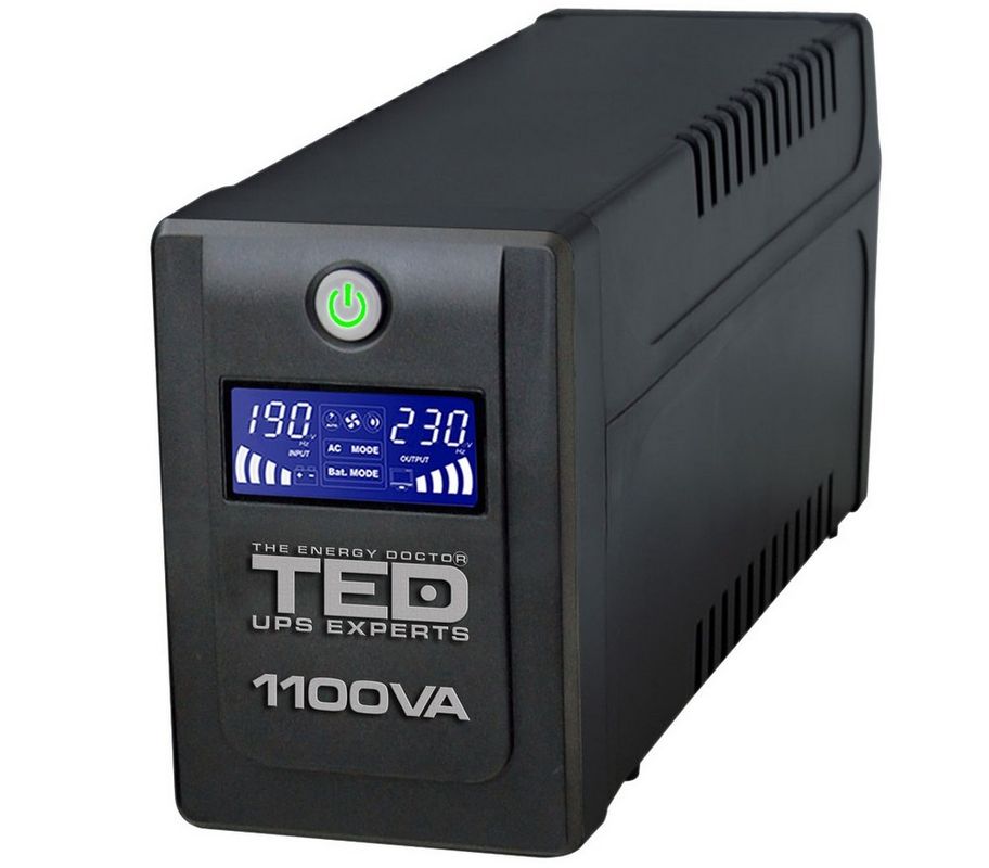 UPS cu stabilizator, 1100VA, 600W, Cu management, Ecran LCD, 4x prize Schuko, TED TED001573