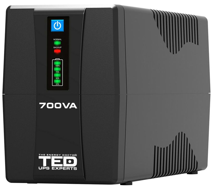 UPS cu stabilizator, 700VA, 400W, Ecran LED, 2x Schuko, IP20, TED TED003966