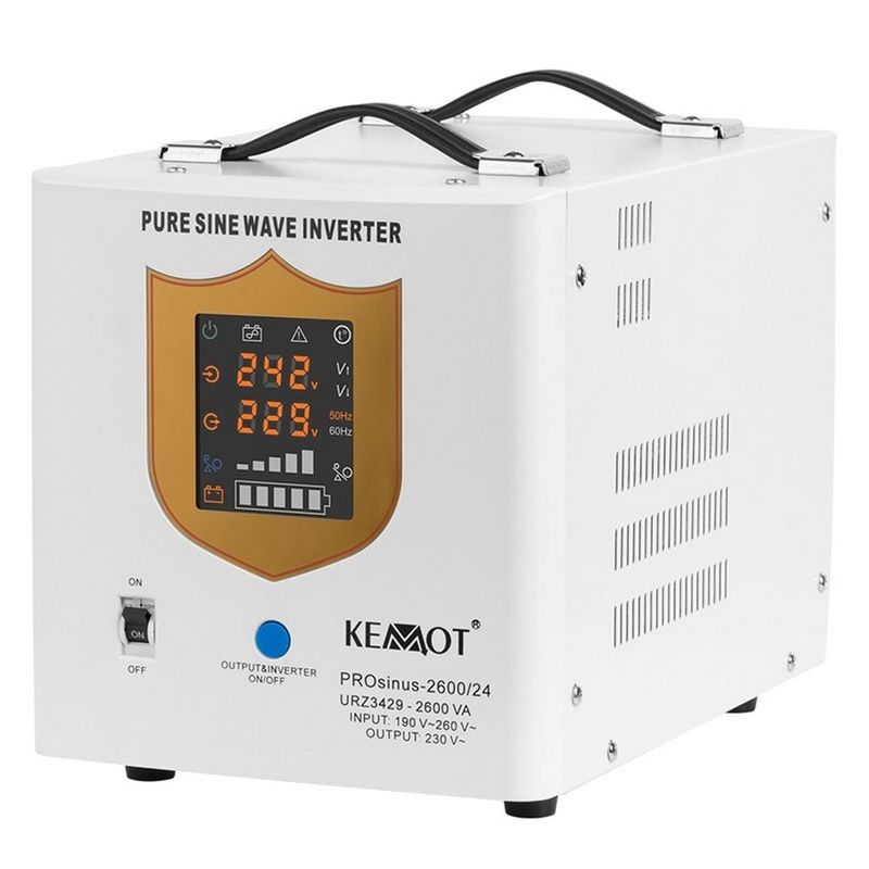 UPS pentru centrale termice, SINUS PUR, 2600VA, 1800W, 24V, Display LED, KEMOT, URZ3429