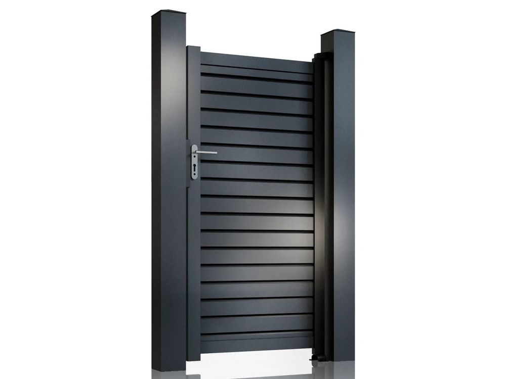 Poarta pietonala tip jaluzea Virtuoso, 900x1800mm, aluminiu, gri antracit, accesorii incluse, 50-885/7016