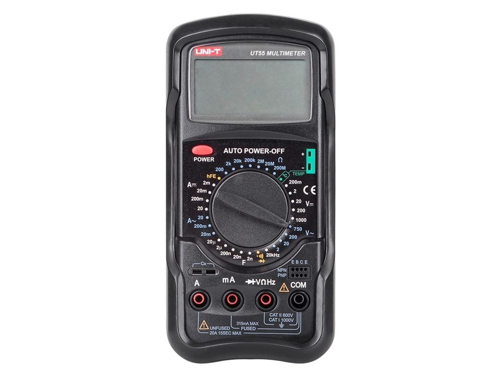 Multimetru universal profesional, UNIT-T UT55, afisaj LCD, categorie suprasarcina I, snur pentru prindere