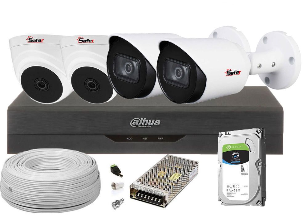 Kit supraveghere mixt complet, 4 camere FULL HD, IR 20m