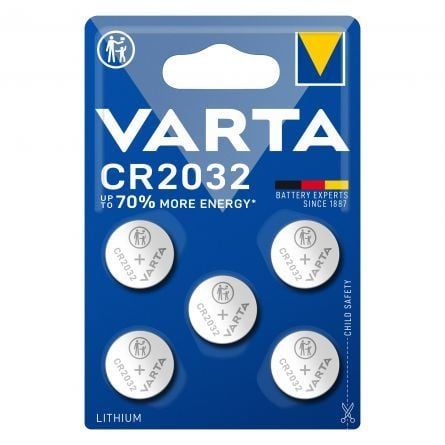 Set 5 baterii Varta Litiu 3V CR2032 230mAh, Dimensiuni 20 x 3.2 mm, CR2032-3V-B5