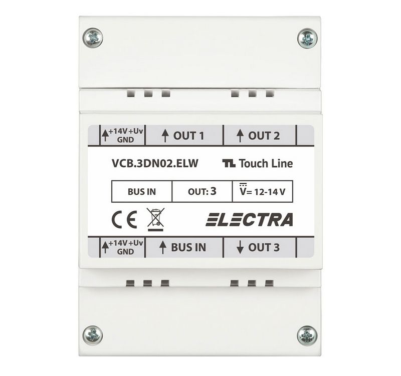 Doza derivatie video Electra, 12-14V, 3 iesiri carcasa din TL G2.O2, VCB.3DN02.ELW