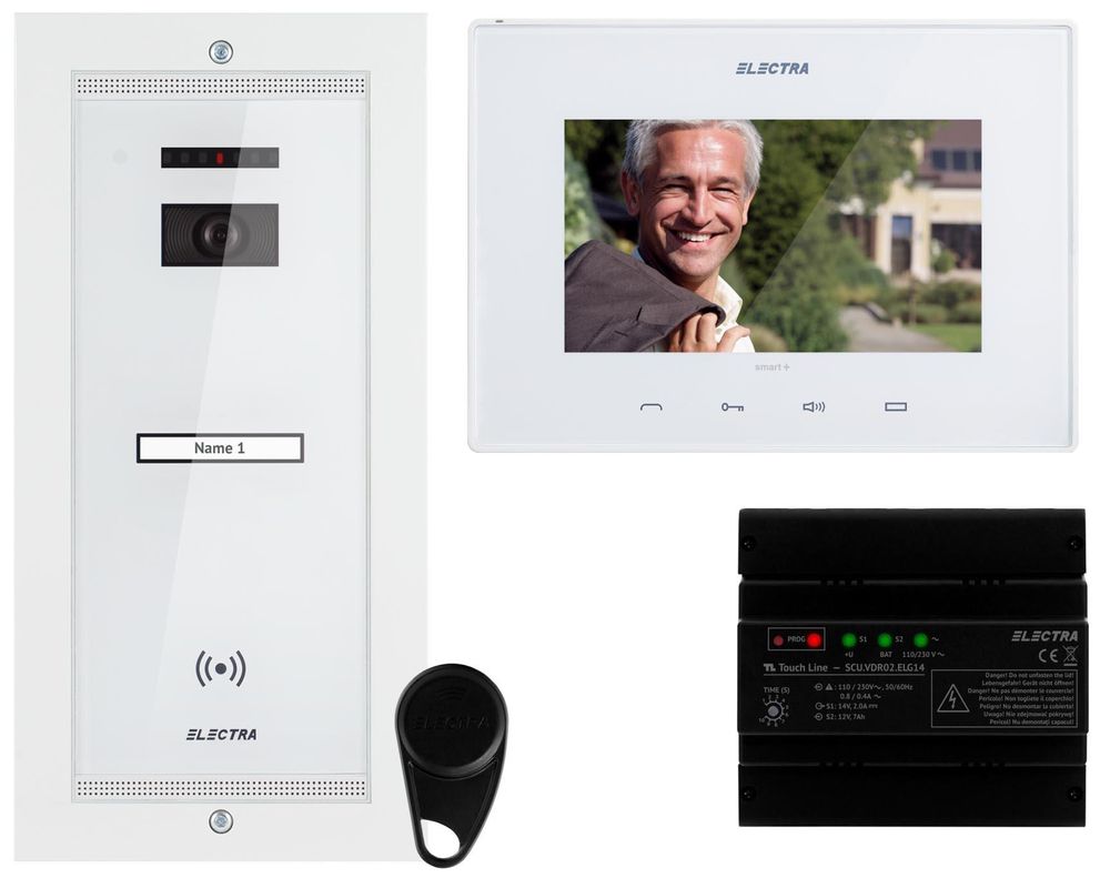 Videointerfon alb 7" 1 familie SMART montaj ingropat Electra VKM.P1FR.T7S4.ELW04