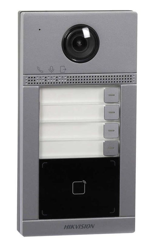 Videointerfon FULL HD, 4 familii, control acces, ingropat, TCP/IP, Hikvision DS-KV8413-WME1/FLUSH