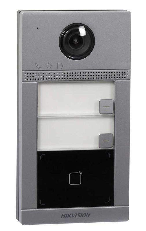 Videointerfon IP, 2  familii, control acces, montaj ingropat, Hikvision DS-KV8213-WME1/FLUSH