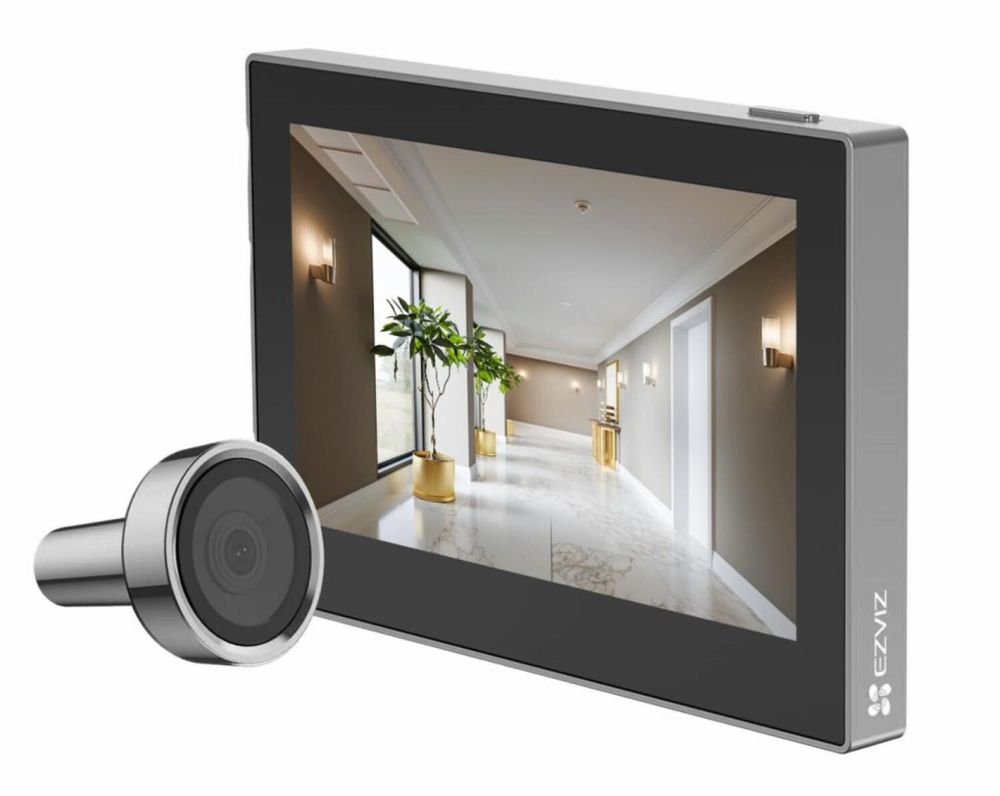 Vizor digital de usa Ezviz, Wi-Fi, ecran interior color, unghi larg de vizualizare, alimentare pe baterie, CS-HP2-Silver