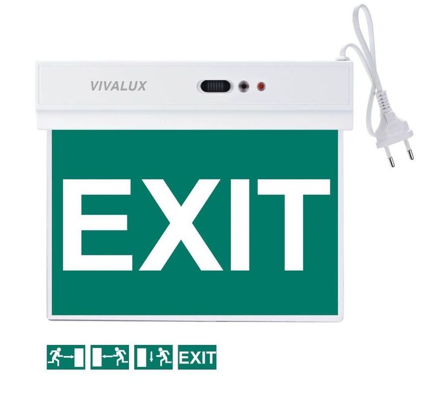 Lampa LED EXIT, 1.8W, 30lm, lumina rece (6500K), cu baterie Li-Ion, 3.7V, 600mAh, IP20, Vivalux, VIV004031