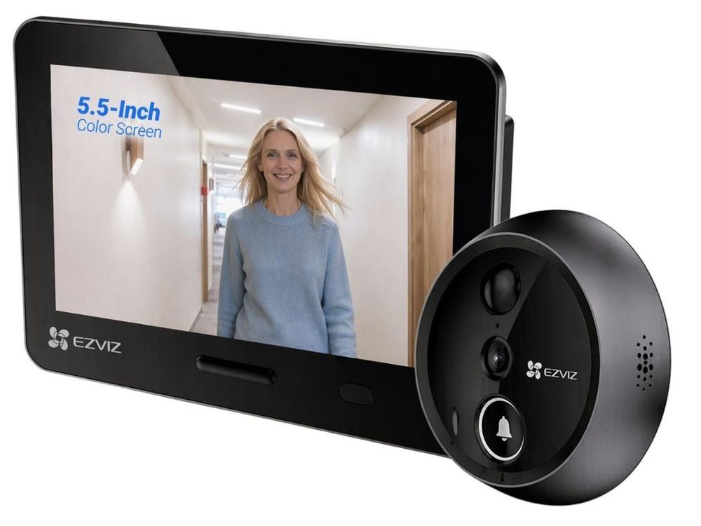 Vizor digital usa EZVIZ CS-EP4 (8MP) Silver, 4K 8MP, ecran tactil 5.5 inch, Wi-Fi, baterie 7100 mAh, PIR+AI, audio bidirectional, IP54