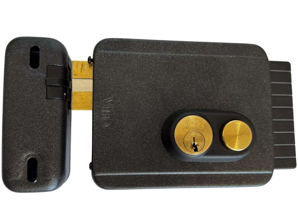 Yala aplicata stanga, de exterior, cu buton, 12V VIRO-V05S-Antracit