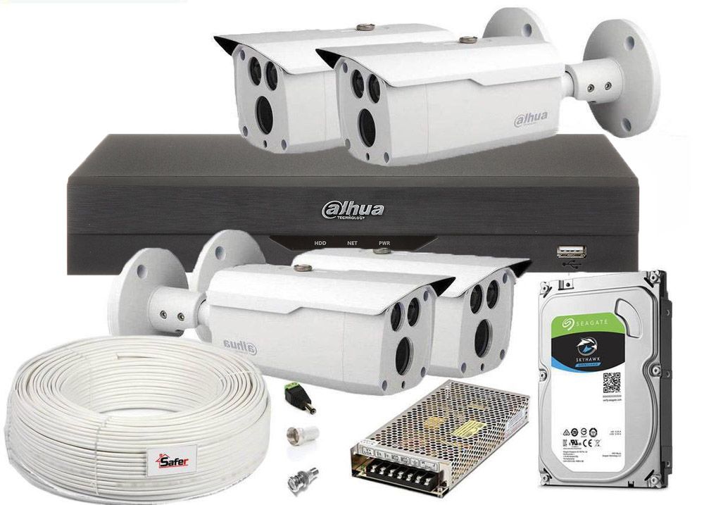 Kit complet 4 camere de exterior, 5MP, 80m IR, lentila 3.6mm