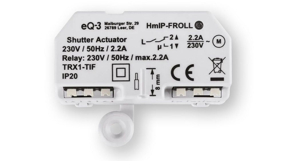 Actuator rulouri si copertine electrice Homematic IP HmIP-FROLL, incastrat, 230V, 500VA, 868 MHz, IP20, control aplicatie si vocal