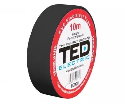 Banda izolatoare TED TED004864, lungime 10m, diametru 19mm, neagra