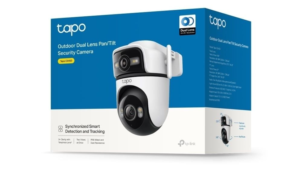 Camera supraveghere exterior Tapo C545D, obiectiv dual, rotatie si
