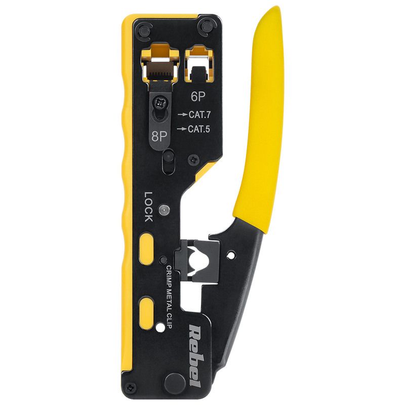 Cleste sertizare pass-through, pentru RJ45 si RJ12, Rebel RB-1006
