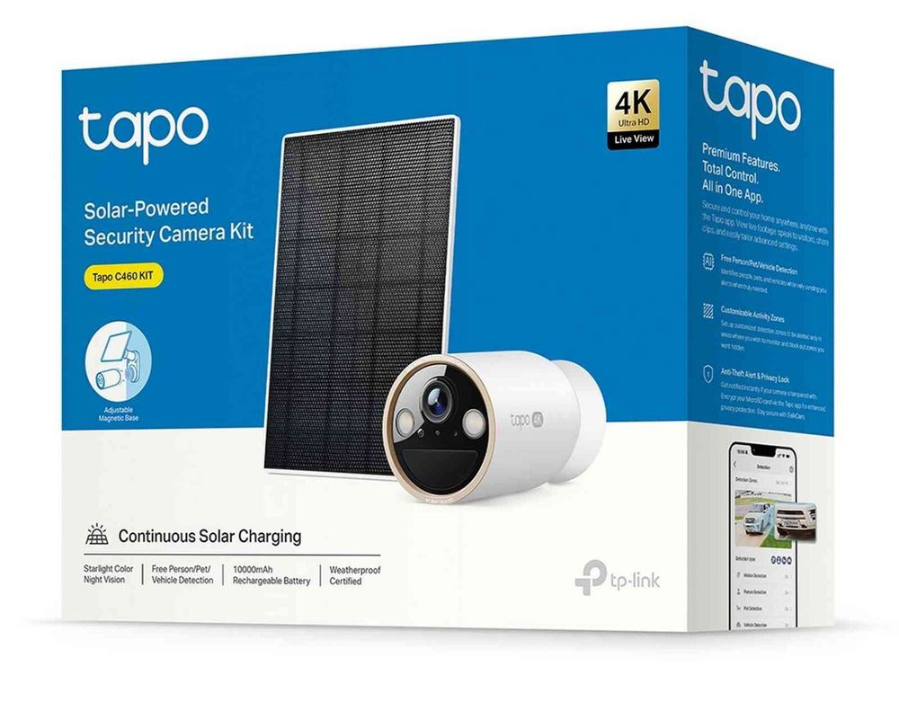 Camera supraveghere Wi-Fi cu panou solar Tapo C460 KIT, 8MP 4K