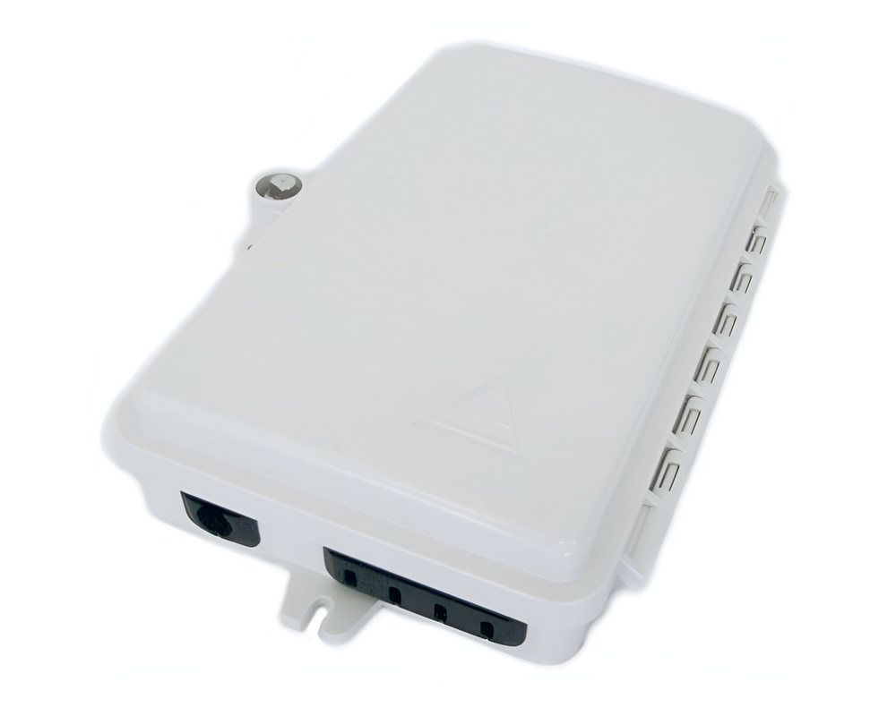 Cutie de distributie jonctiuni fibra optica FTTH, 1 intrare si 4 iesiri, IP55, plastic, alb, Braun Group FTB-104CE