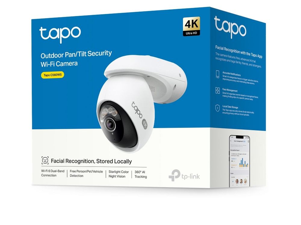 Camera supraveghere IP Wi-Fi Tapo C560WS, rotire si inclinare, 4K