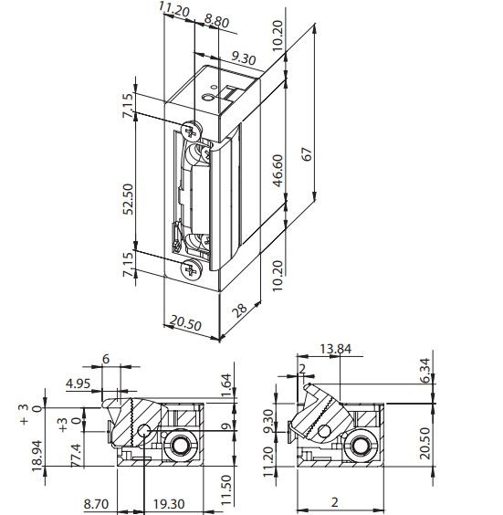 Yala electromagnetica incastrabila NO 24VCC Fail Secure, limba